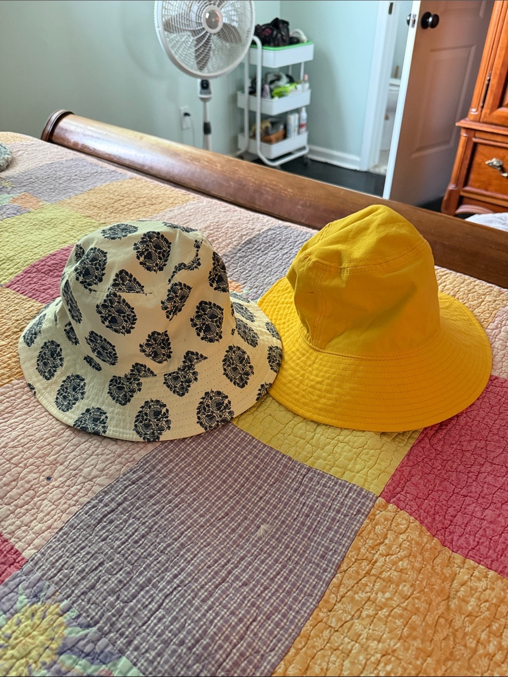 J. Crew Yellow Bucket Hat & J. Crew Cream Floral-Print Bucket Hat